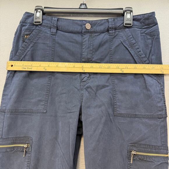 Soft Surroundings Cargo Pants Women's 12 Navy Blue Zipper Pockets Tapered Preppy - Picture 13 of 16